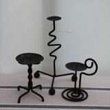 Set of 3 wrought iron candle holders