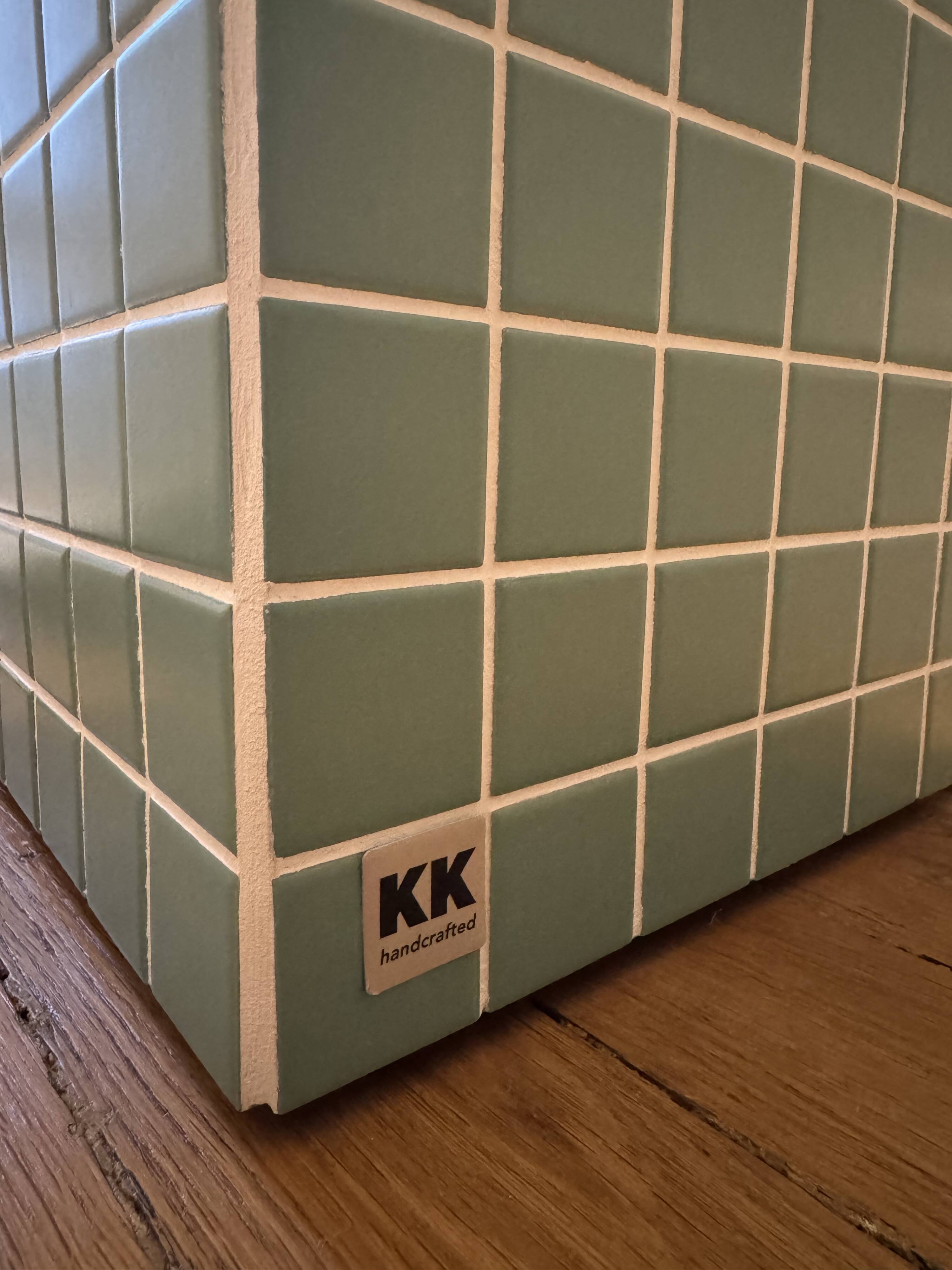 Jade ceramic cube side table 35x35 cm