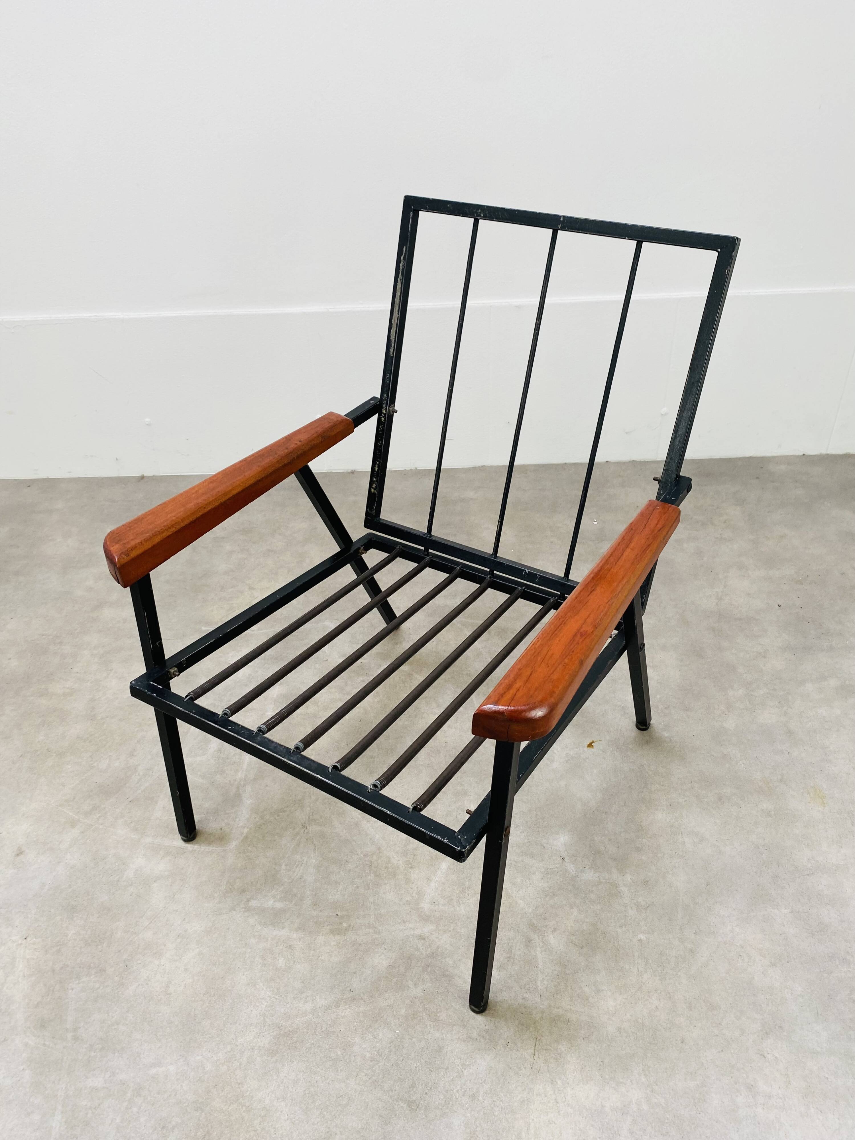 Armchair 50s metal and wood