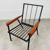 Armchair 50s metal and wood