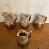 Set of 3 Barrel-Shaped Pitchers in the RÉVOL Style, Vintage Flamed Ceramic