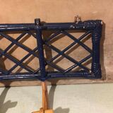 Old rattan coat rack with 3 hooks and crosspieces on the upper part