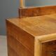 Vintage walnut burl commode with brass handles, Italian design from the 1940s.