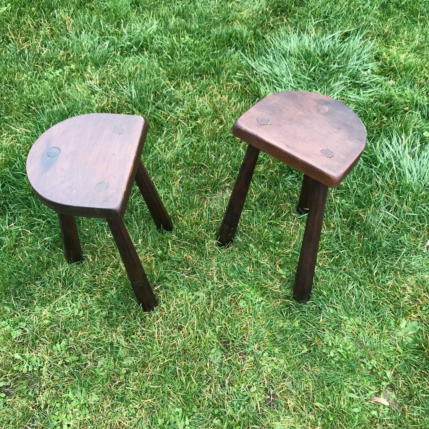 Pair of wooden cottage stools
