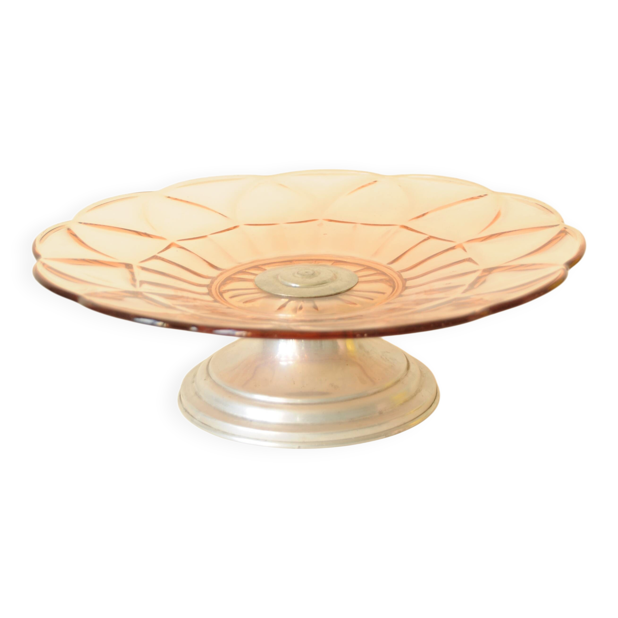 Art Deco Pink Glass Fruit Bowl