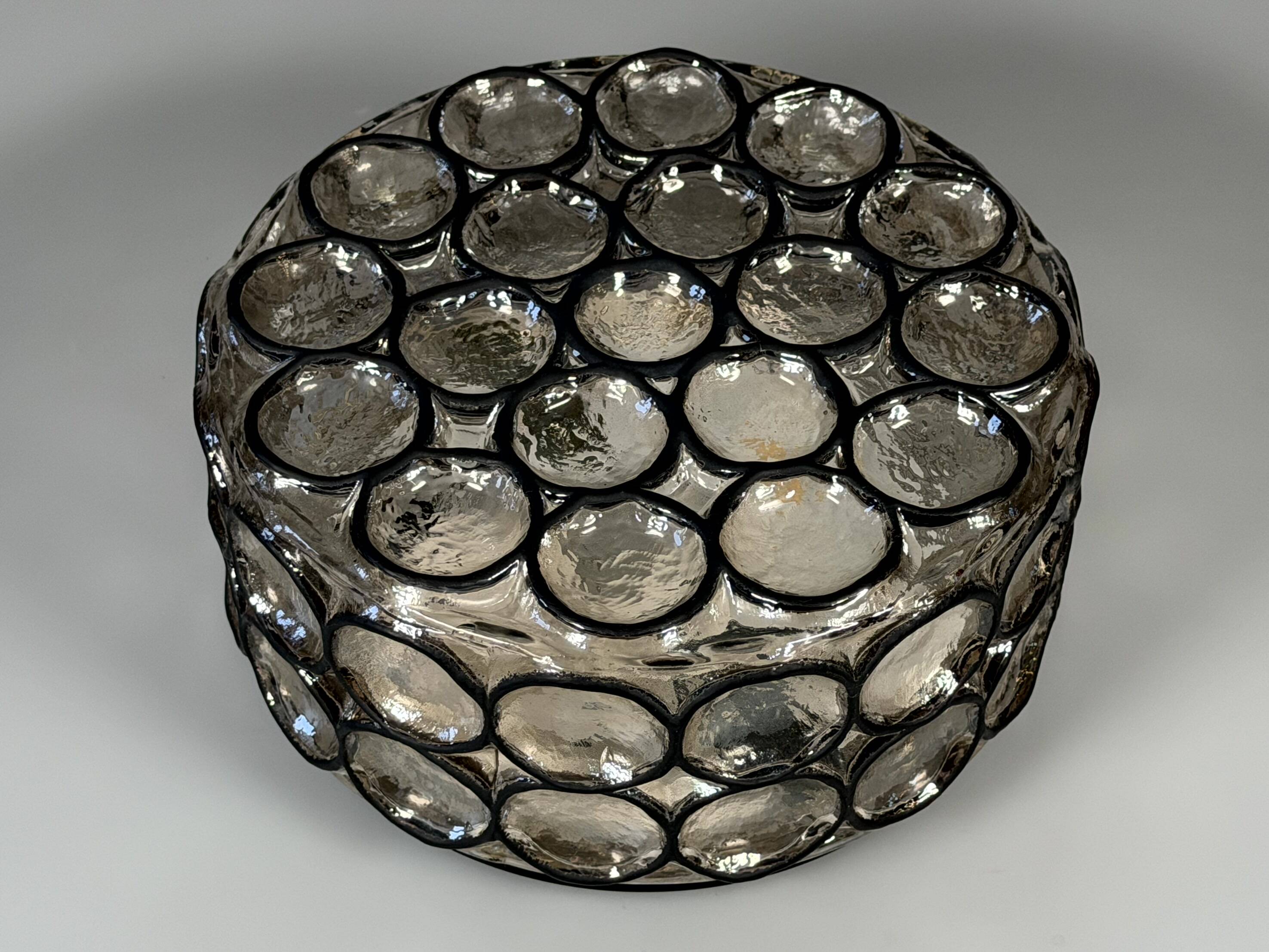 Plafonnier des années 60 70 Glashütte Limburg Allemagne en verre et métal