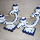 Pair of 2-pointed ceramic candlesticks from Portugal