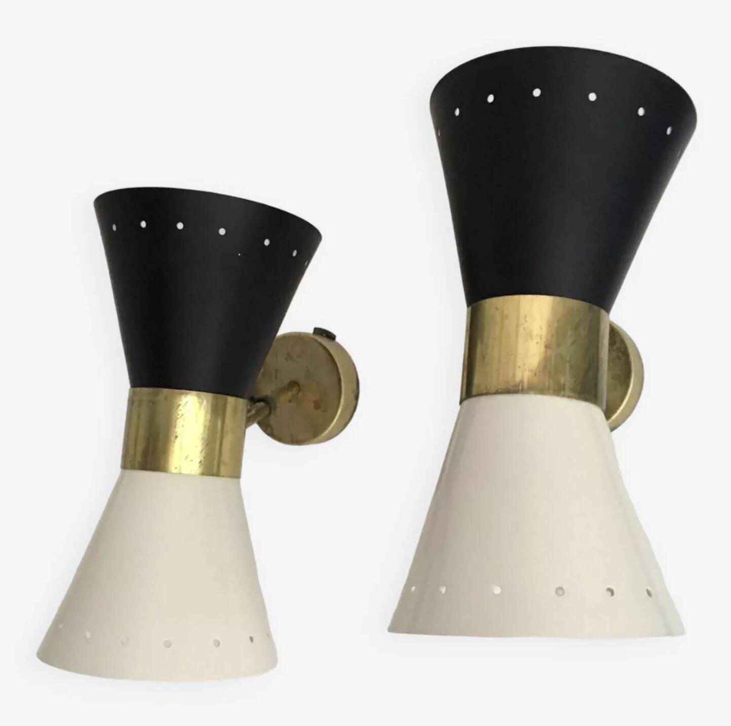 Pair of Italian diabolo wall sconces, 1950s design.