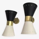 Pair of Italian diabolo wall sconces, 1950s design.