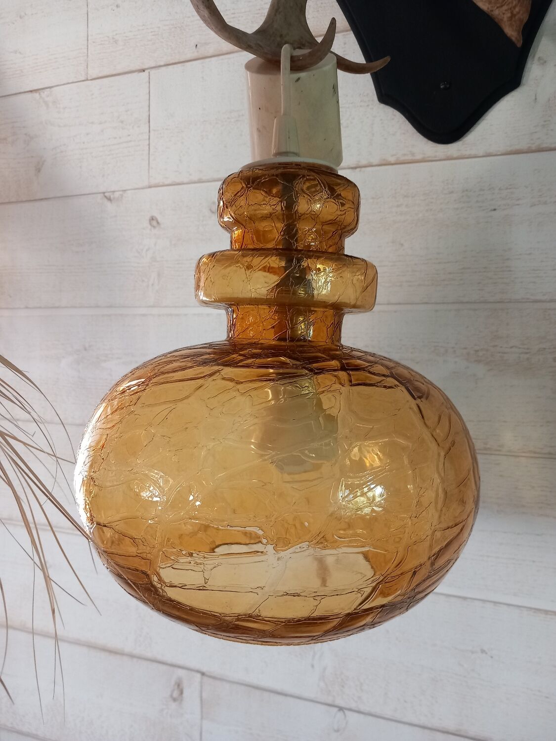 Vintage molded glass pendant light