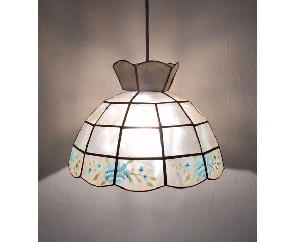 Vintage Mother Of Pearl And Brass Hanging Lamp Selency Brass Hanging Lamp Selency, Mother Of Pearl Lampshade