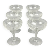 Set of 6 engraved crystal champagne glasses, lot no. 2