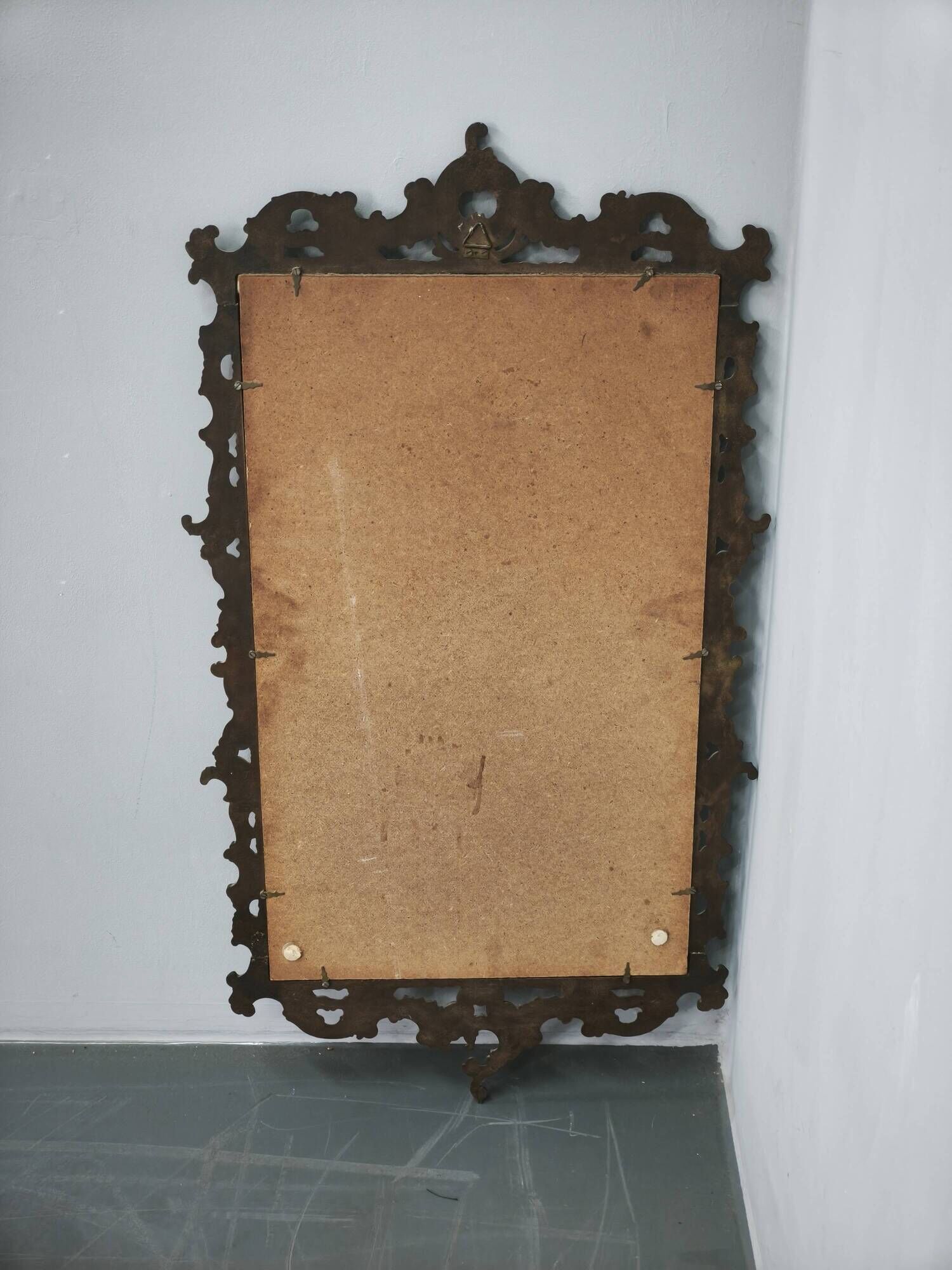 Italian Rococo Revival Gilt Metal Wall Mirror, 1950s