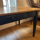 20th century farmhouse table with black base