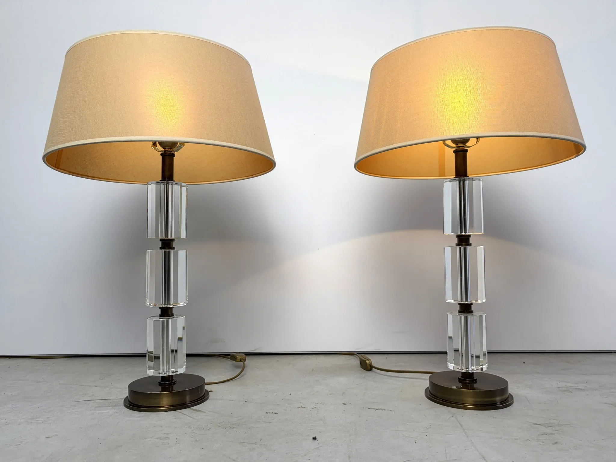 Pair of vintage lucite table lamps, 1980s
