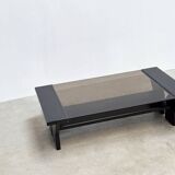 Black lacquered brutalist coffee table