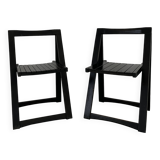Pair of wooden folding chairs in the style of Aldo Jacober