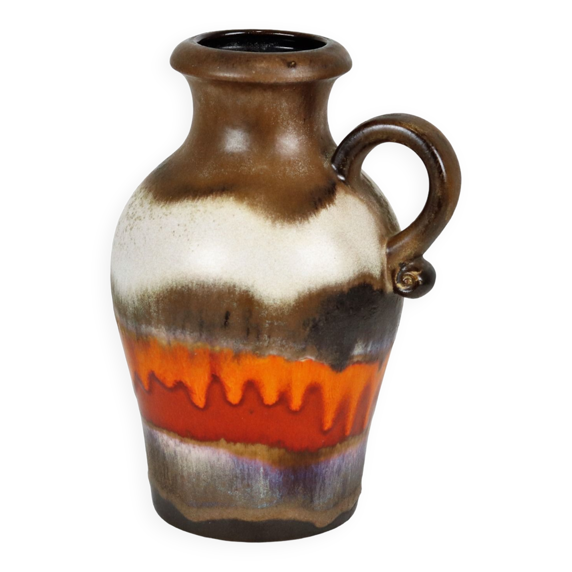 Vase vintage Vase Orange Rouge Marron Vase Allemagne de l’Ouest Scheurich 490 25