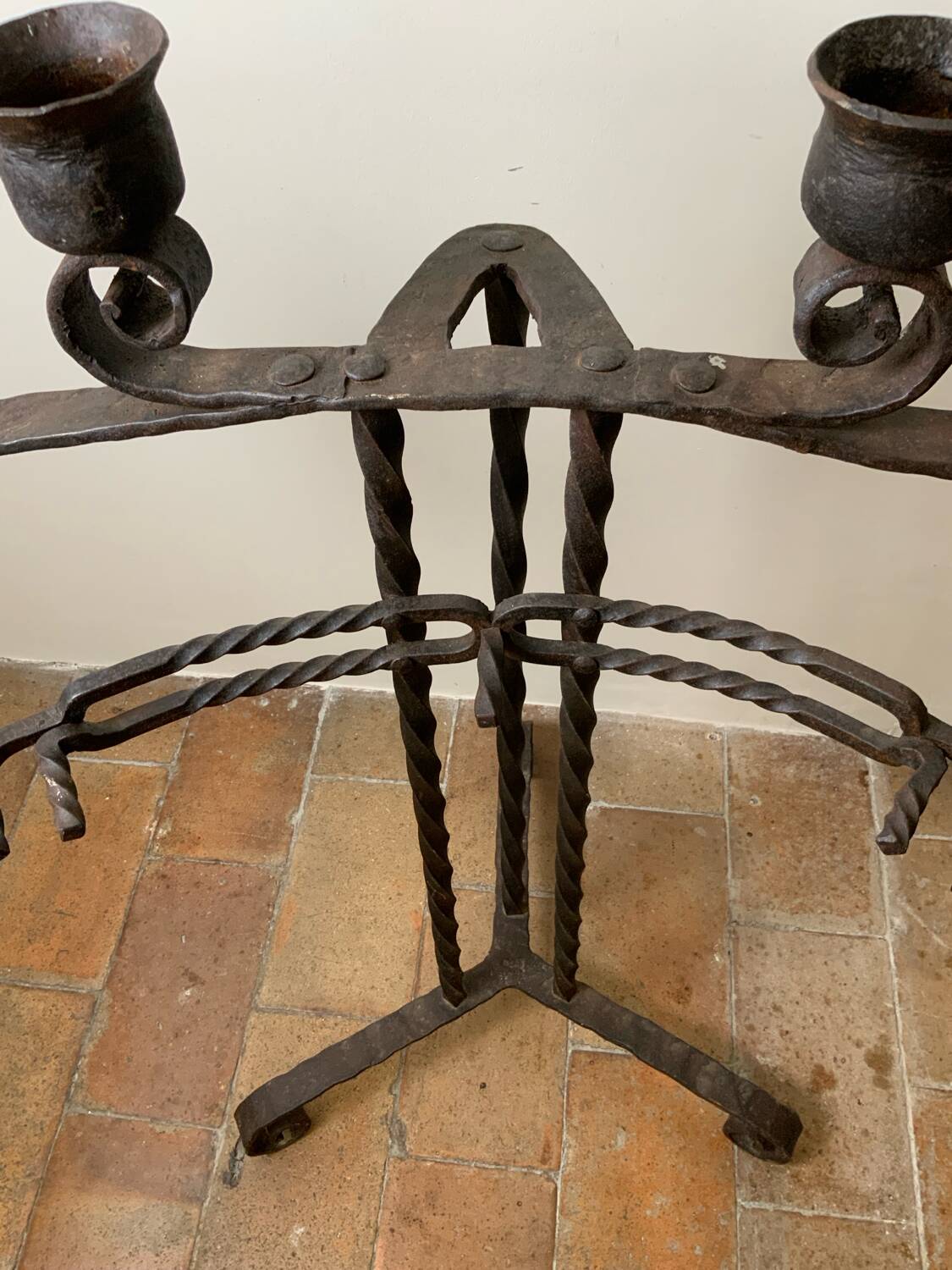 Large Brutalist Wrought Iron Candlestick