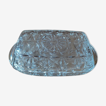 Beurrier en verre moulé décor étoile