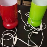 Duo of red and green lamps Lykta from Ikea
