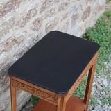 Art deco engraved wood side table