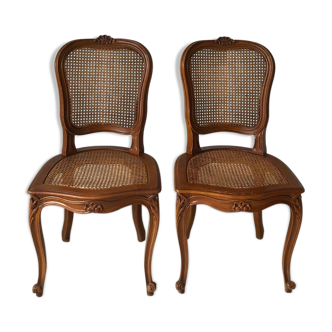 Pair of chairs Louis XV style wood & caning