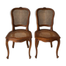 Pair of chairs Louis XV style wood & caning