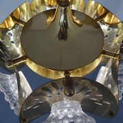 Italian Brass & Glass Ceiling Lamp, 1960s