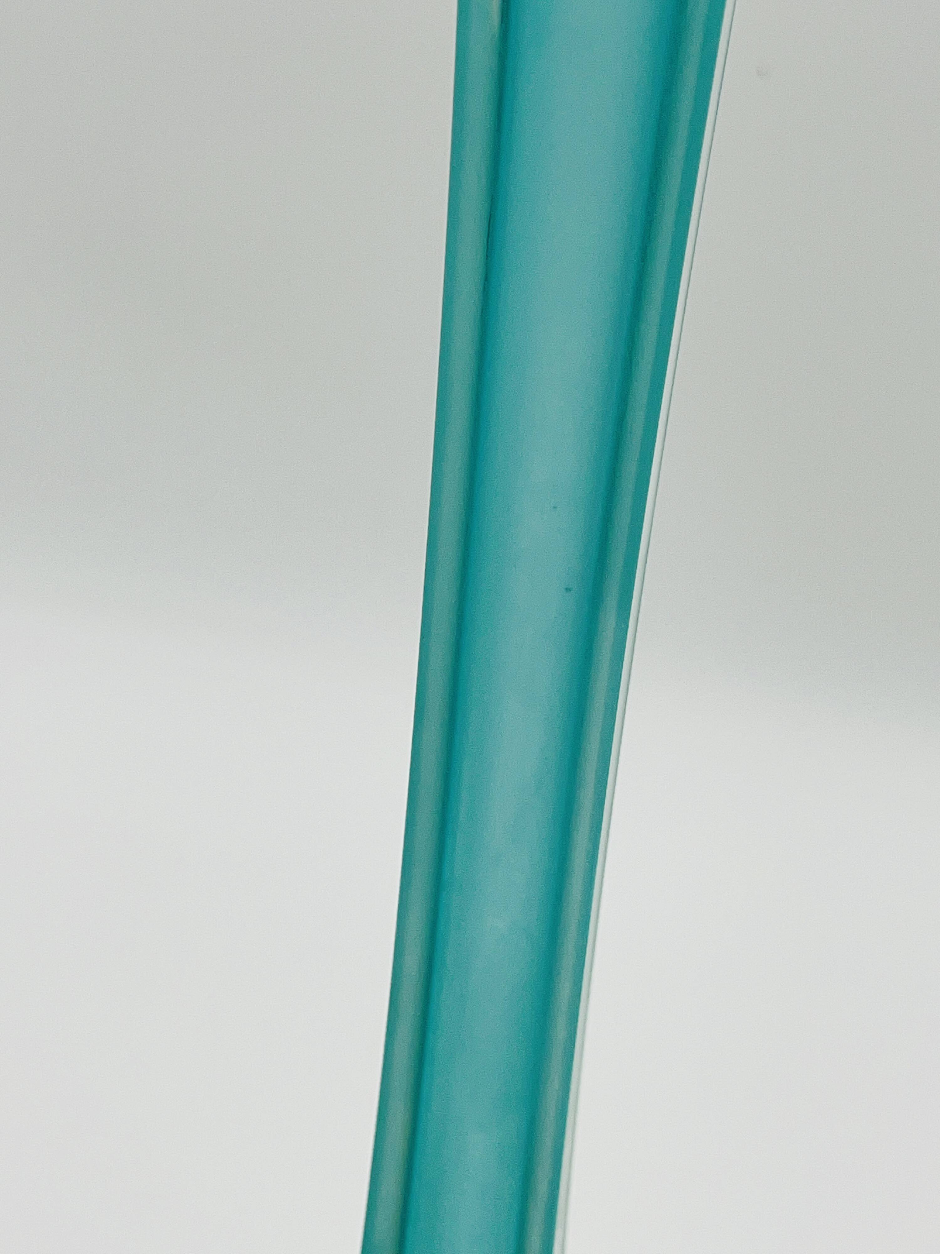 Turquoise glass soliflore in Murano style, Eiffel Tower shape.