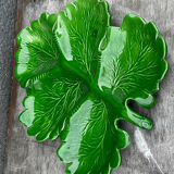 Green Ceramic Hors d'Oeuvres Dish in Leaf Shape, Art Deco Period