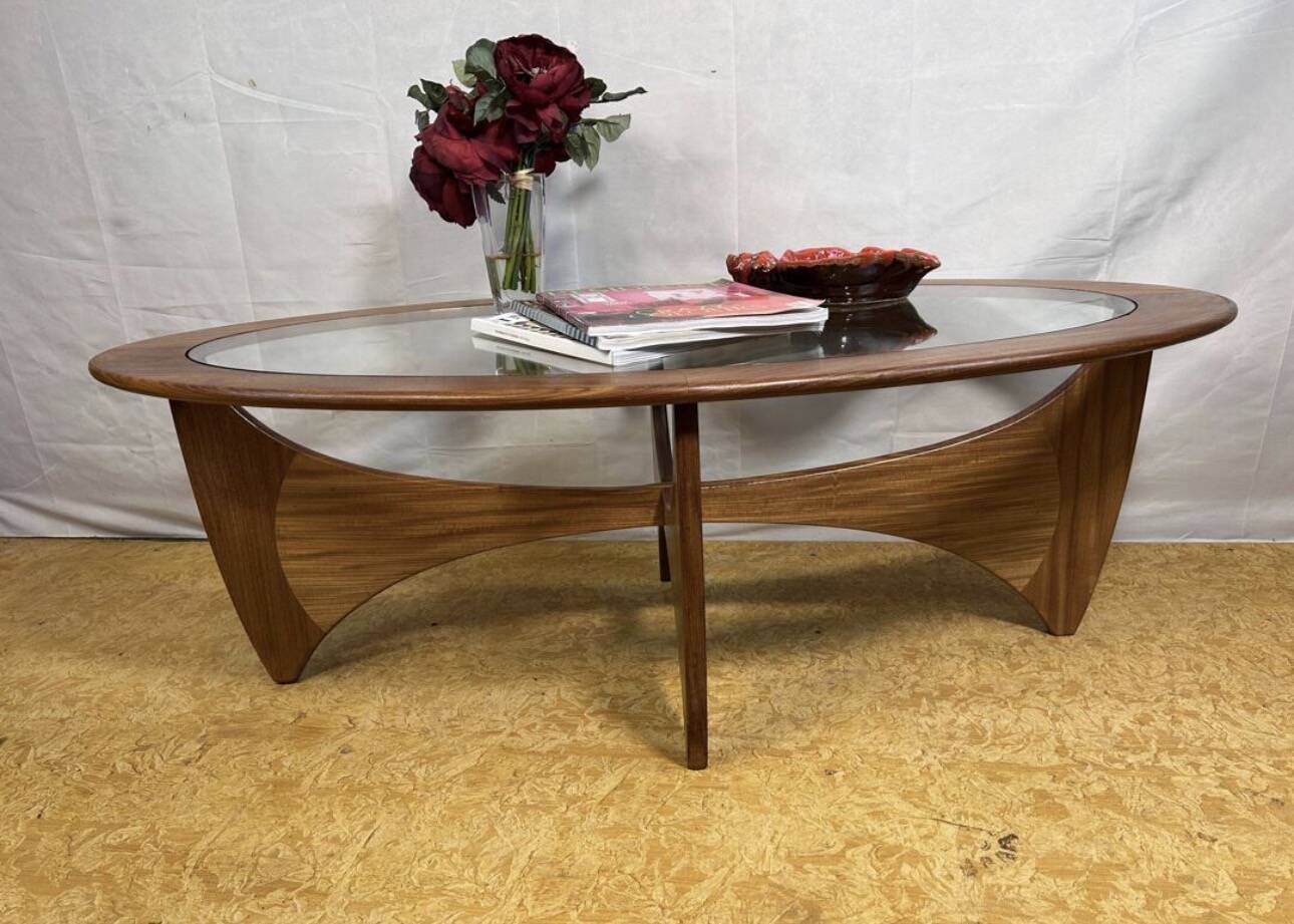 Mid Century Retro Vintage Teak & Glass Oval Astro Coffee Table by GPlan1960