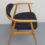 Fauteuil des années 1960 noir en hêtre