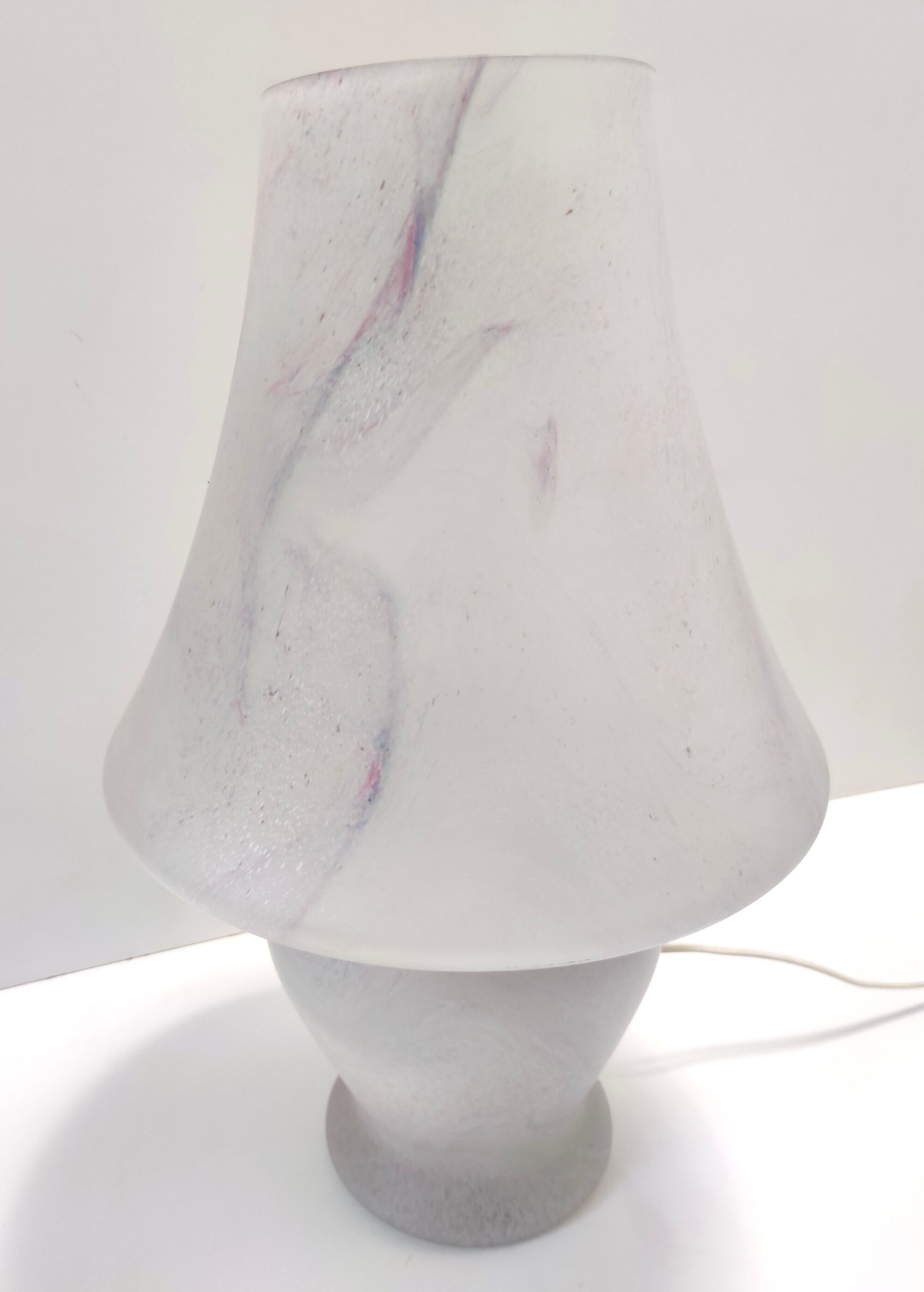 Murano glass table lamp with a pink marble effect, italy