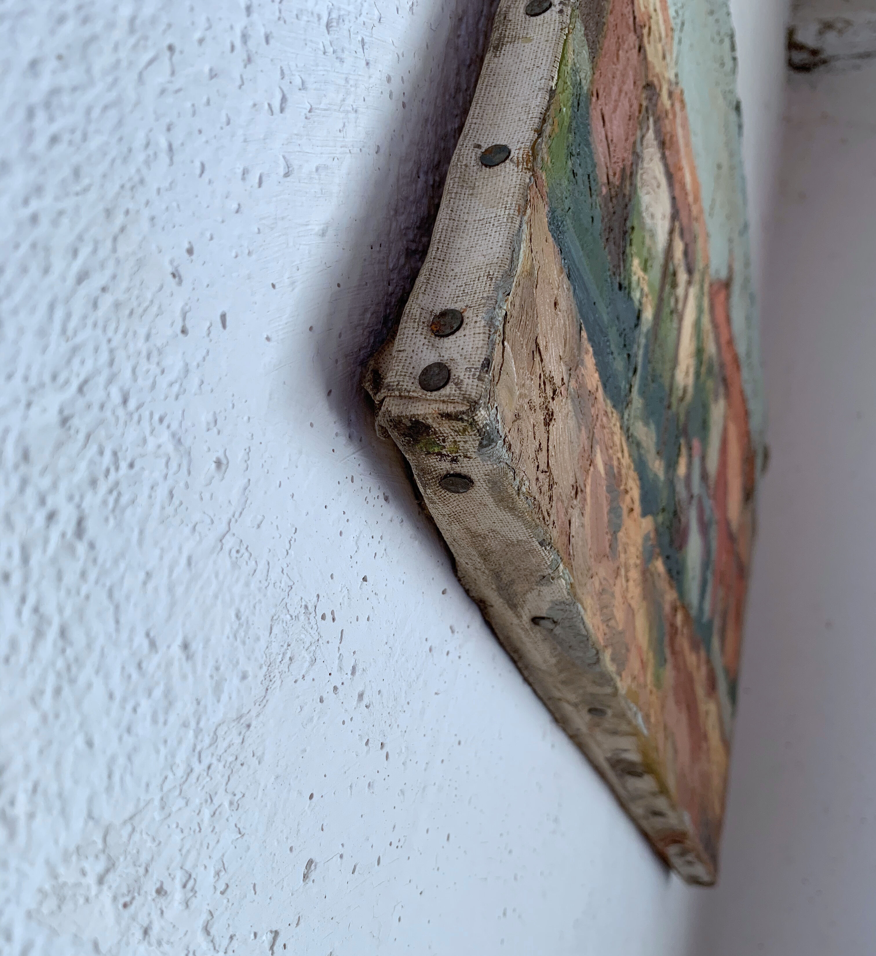 Ancient oil painting on canvas landscape of the south of France