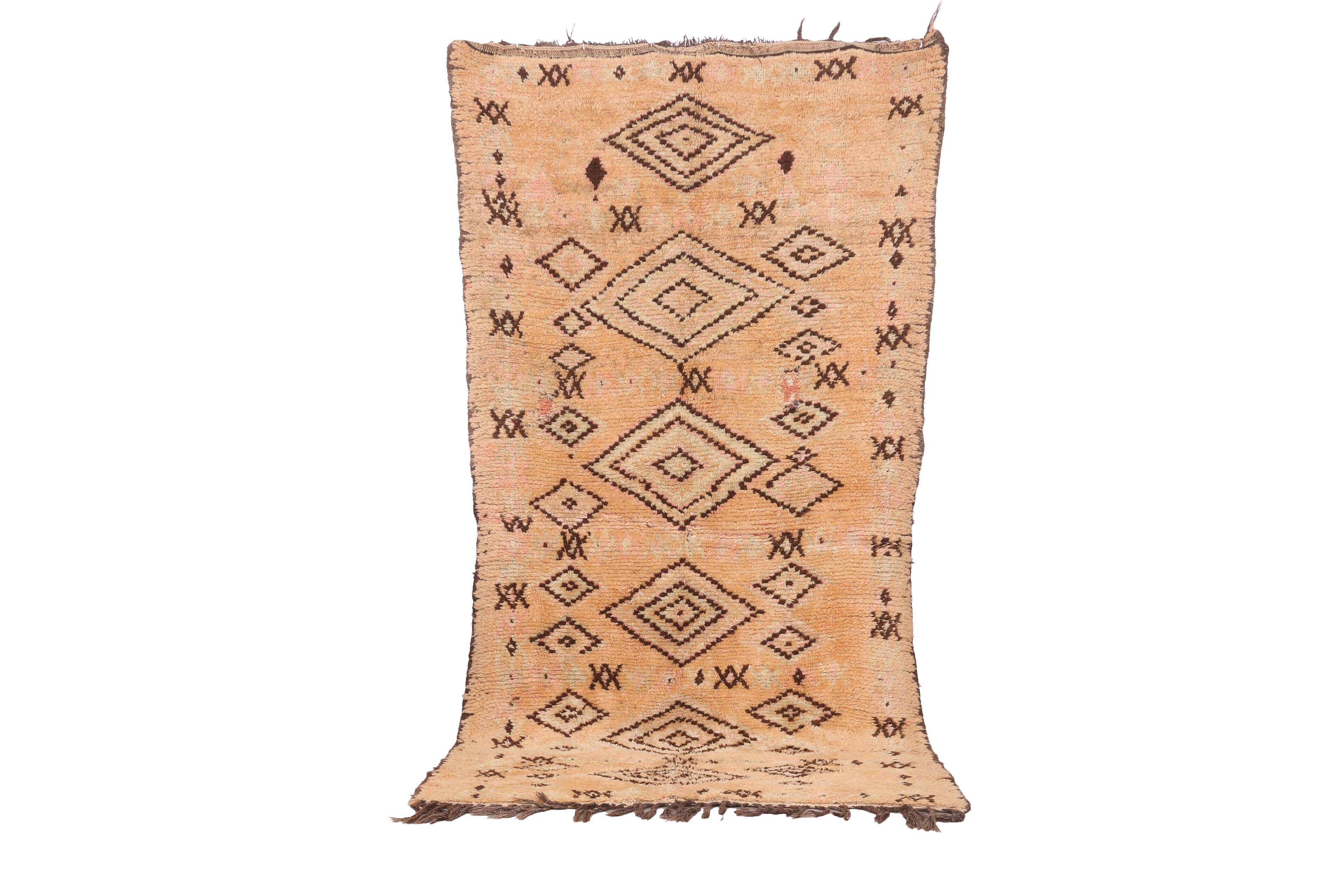 Peach Vintage Moroccan Rug 137 x 270 cm - Berber Rug Handmade - Wool Rug