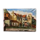 Orange painting city landscape signed