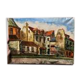 Orange painting city landscape signed