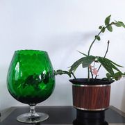 XXL vintage Cognac vase blown glass from Empoli, Italy in emerald green.