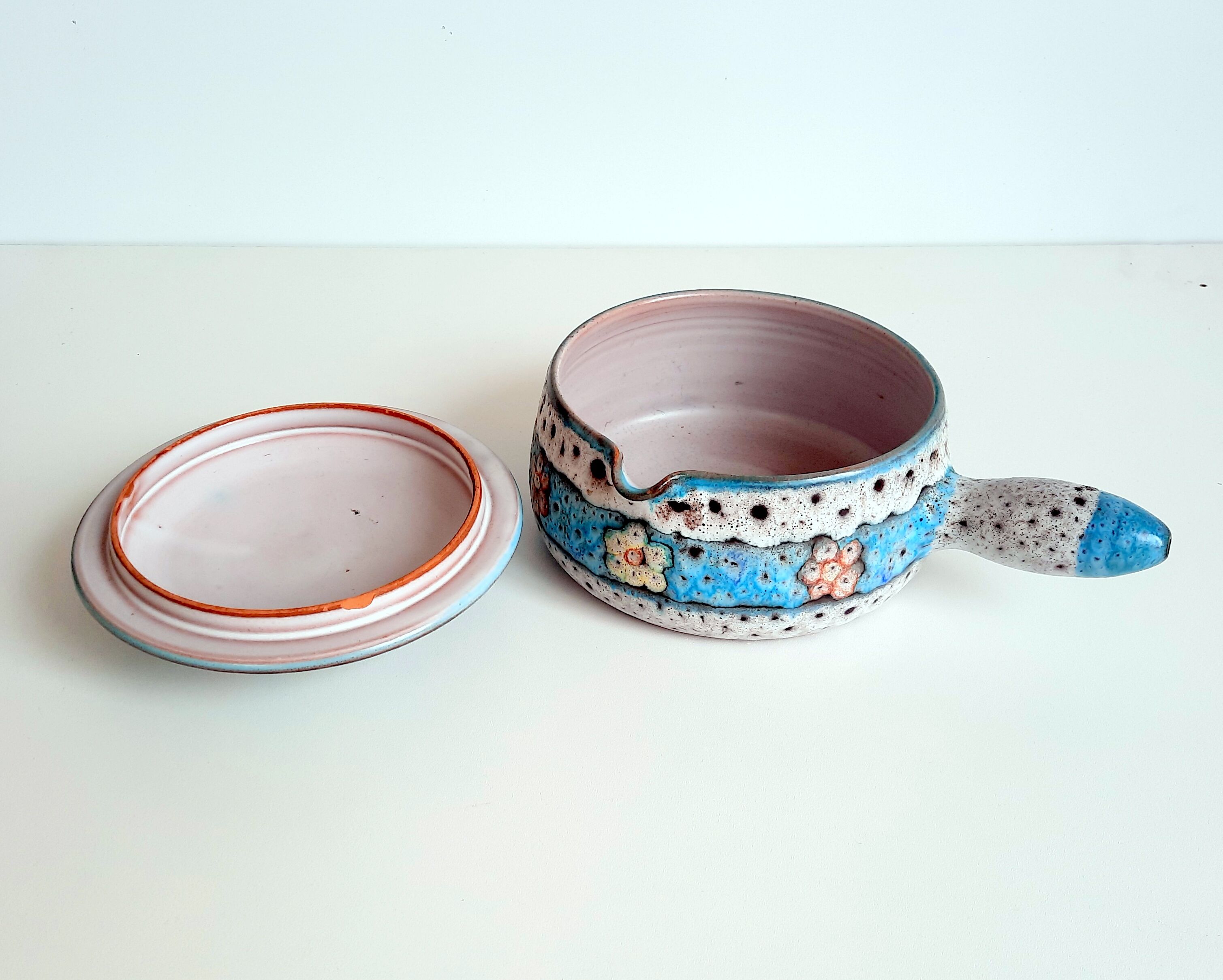 Ceramic pan stoneware lava vulcain - made in france - 60s