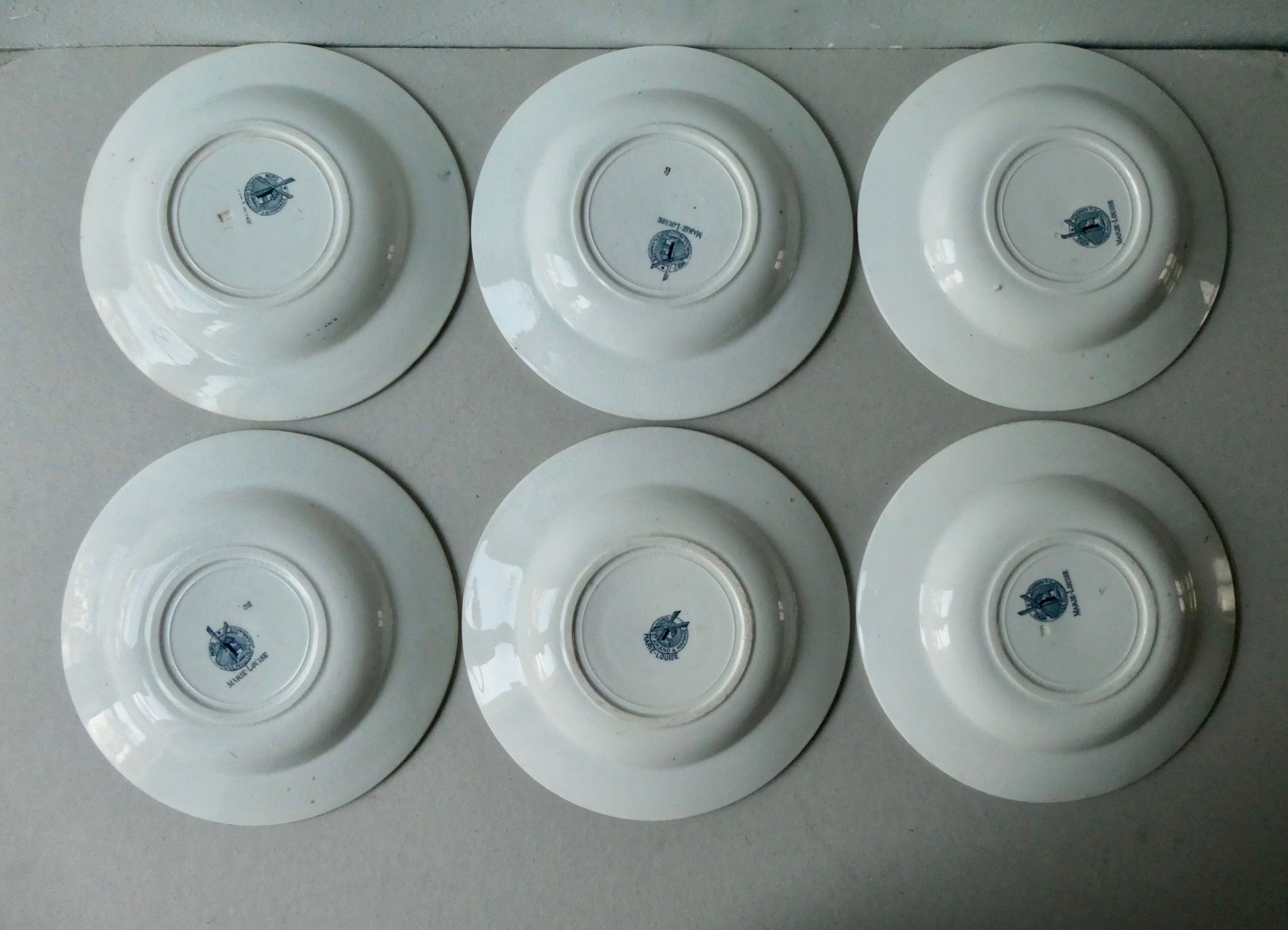 Set of 6 Marie Louise hollow plates, Moulin des Loups - Hamage