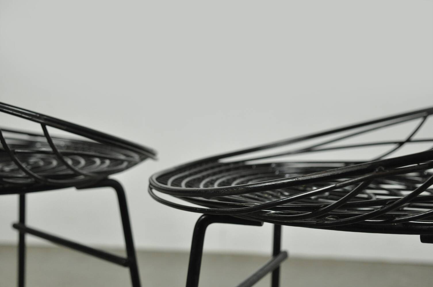 Set of two metal wire stools KM05 designed by Cees Braakman for Pastoe, 1950s