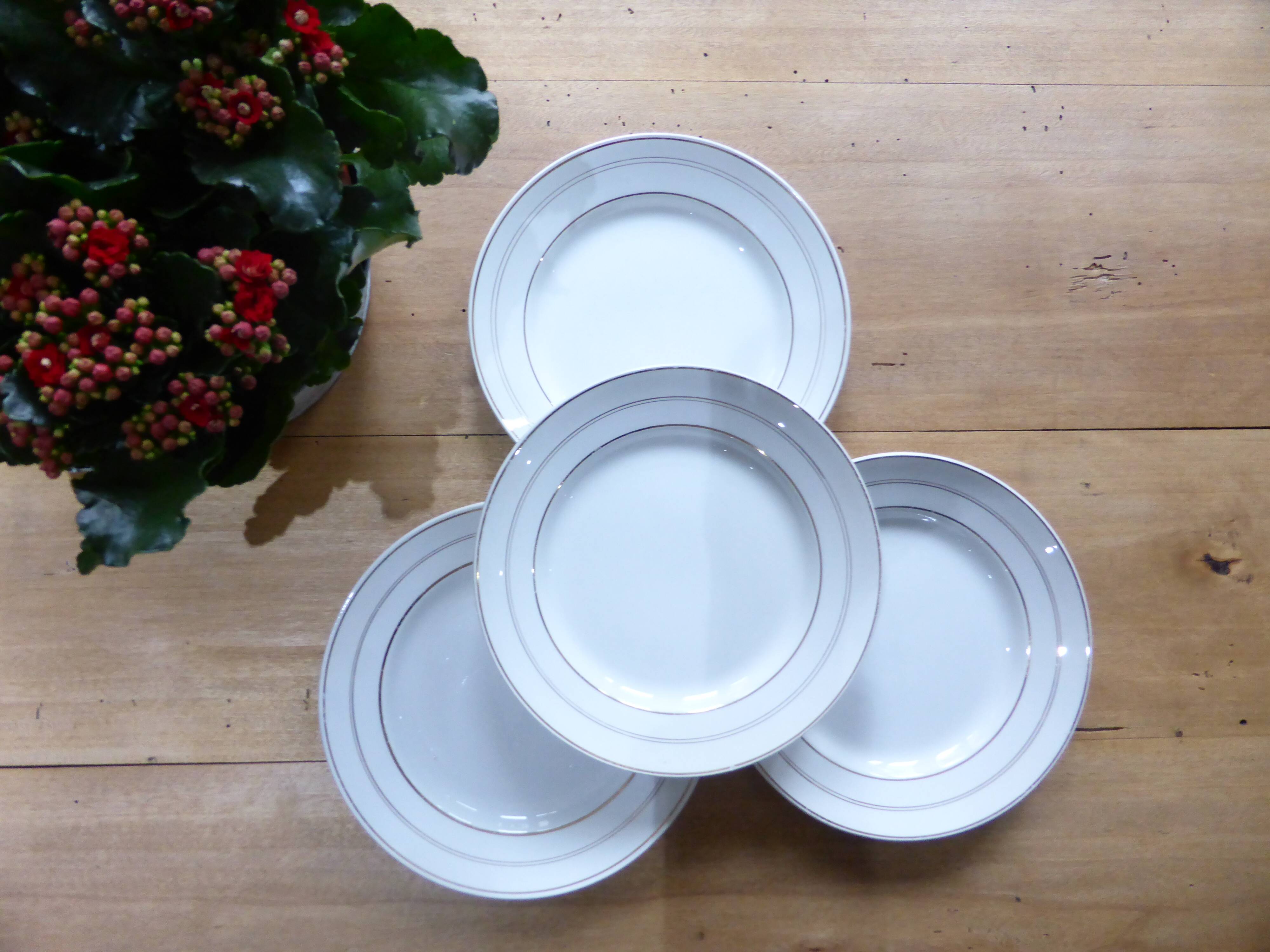 4 vintage flat plates porcelain from St Amand 191103