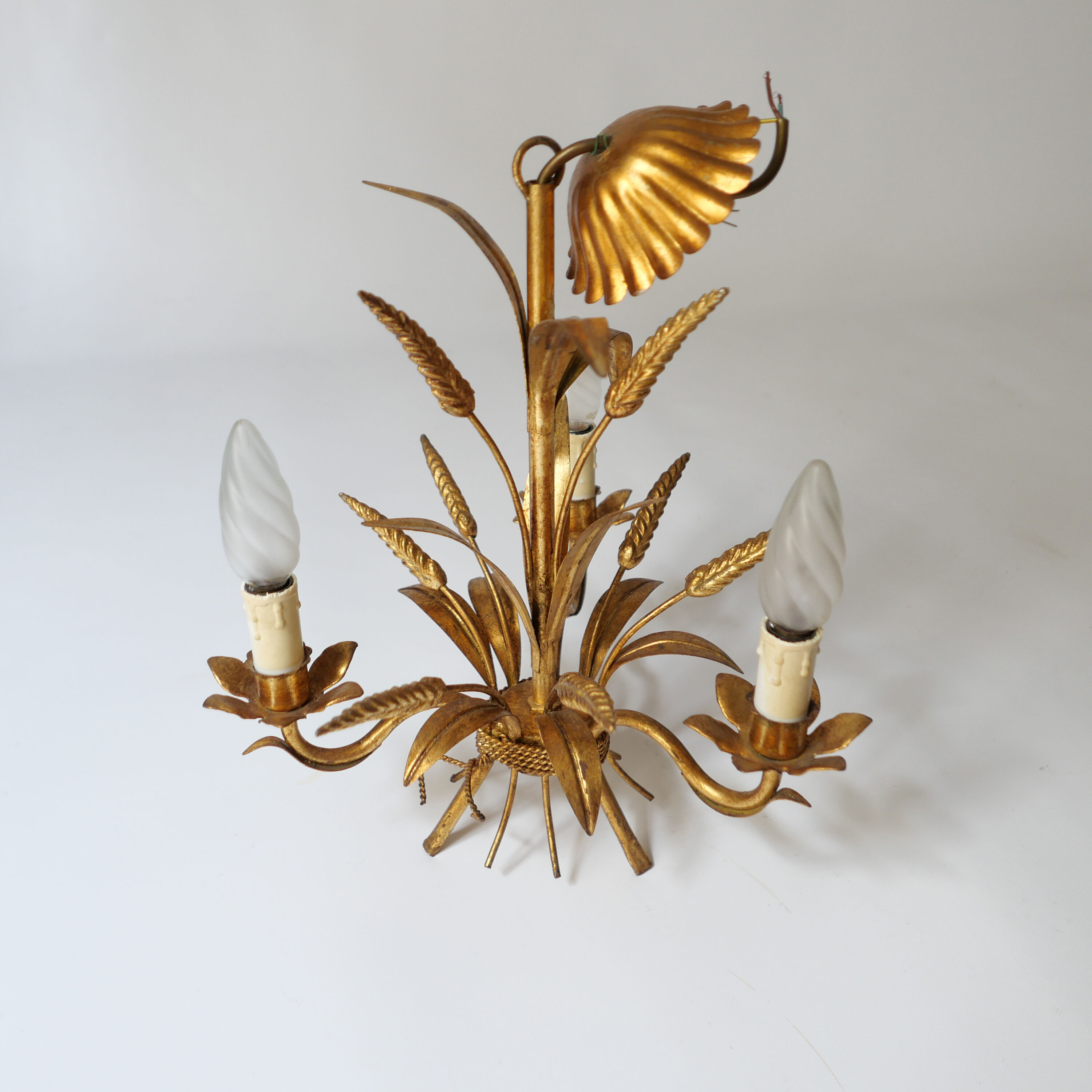 lampe lustre en metal vintage Kogl Hans design 1970 épis de blé
