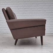 1970s, Danish 3-seater sofa, original brown leather.