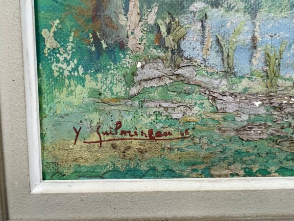 Tableau Y. Guilmineau peintre vendée deux Sèvres Venise verte, Coulon....1946