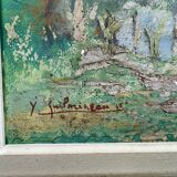 Painting Y. Guilmineau Painter Vendée, Deux Sèvres, Green Venice, Coulon.... 1946