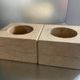 Pair of vintage travertine cube candlesticks from the 70s