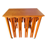 4 nesting teak rolling table Scandinavian design from the 60s Poul Hundevad