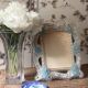 Miroir rectangulaire en verre de Murano aux fleurs bleues – Années 50